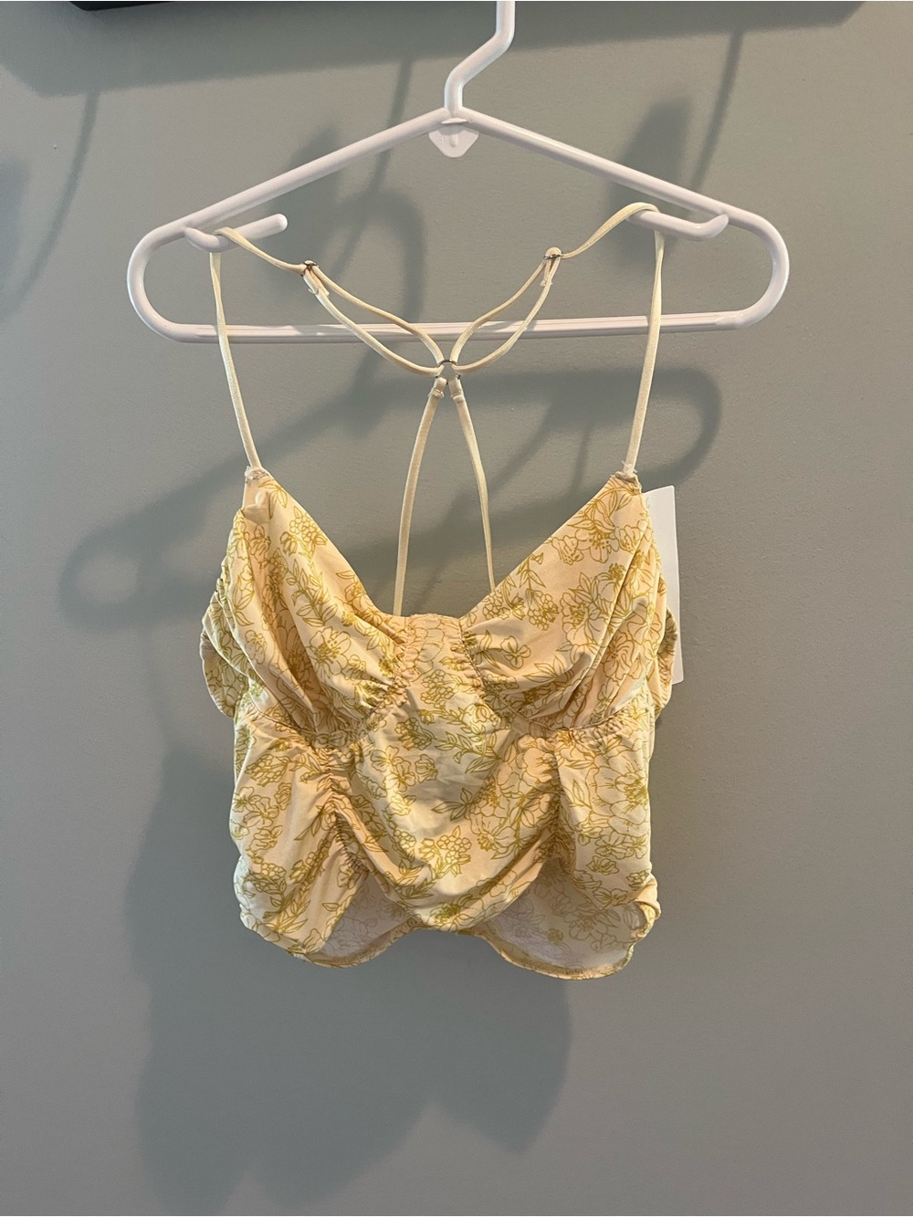 Urban Outfitters Yellow Floral Ruched Cami Top